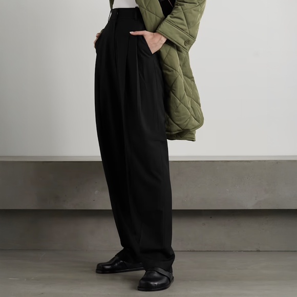 The Frankie Shop Gelso Pleated Black Trousers Pants Size M - Picture 6 of 9